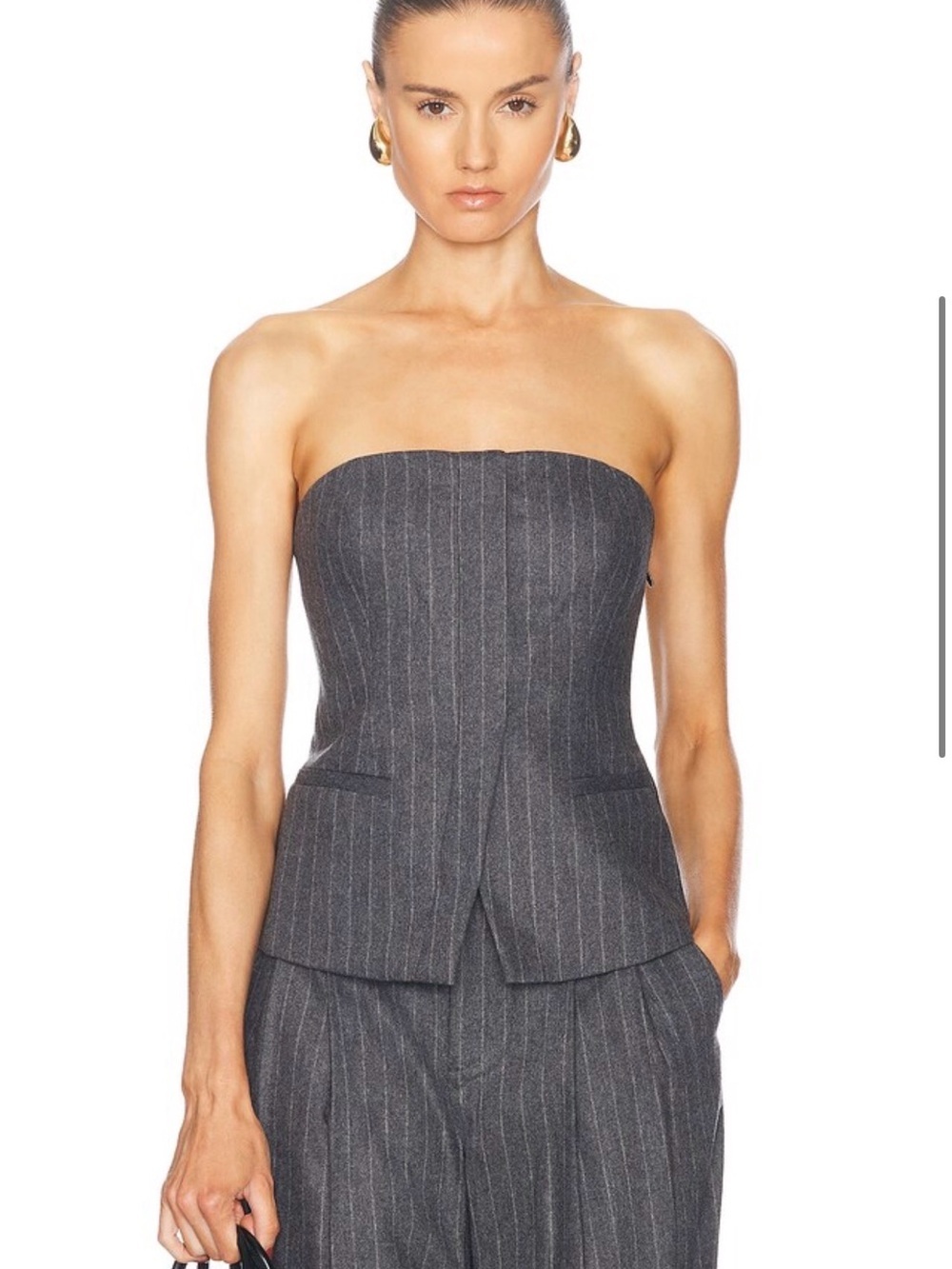 NWT A.L.C. Renee Top in Grey Melange Strapless Wool Blend Size 0